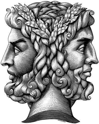 Figure 1. The Roman god of all beginnings, Janus is often shown facing two opposing directions. Photo by Andrey Kokorin on behance. https://www.behance.net/search/images.