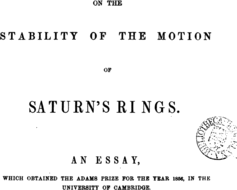 Figure 2. Frontispiece of Maxwell's essay on Saturn's rings.