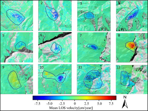 Figure 7. Enlarged view of the significant creep areas marked in Figure 6.