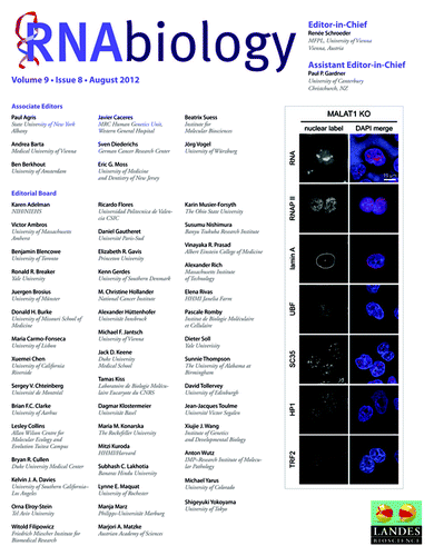Figure 2. Cover of RNA Biology Volume 9, Issue 8 (August 2012).