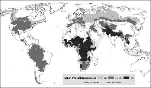 Figure 5. Ranking of increases in exposed population by basin-country units, from 2010 to 2050.