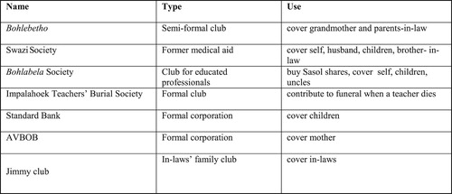 Figure 2. Lerato Mohale’s funeral investments.