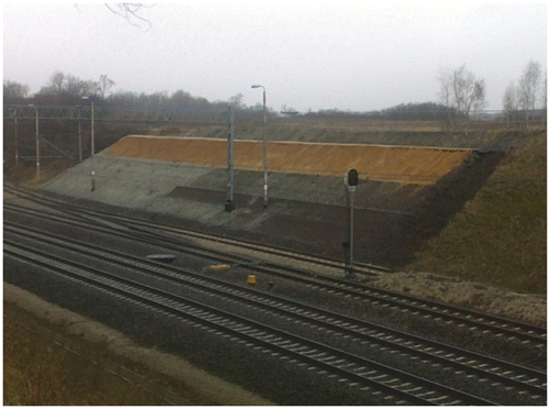 Figure 3. Buttress stabilizing landslide within the railroad E-50.