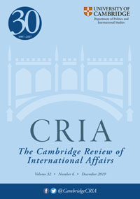 Cover image for Cambridge Review of International Affairs, Volume 32, Issue 6, 2019
