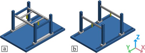 Figure 2. Cooperative printing gantry systems. (a) Multi-nozzle, (b) Multi-gantry.