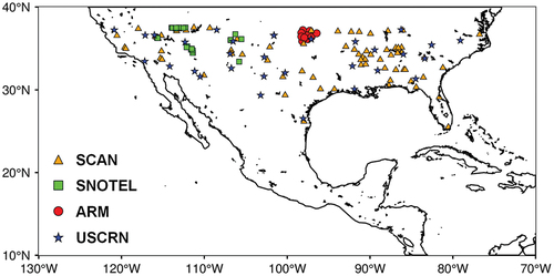 Figure 1. Distributions of selected in-situ sites from ISMN.