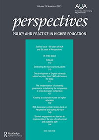 Cover image for Perspectives: Policy and Practice in Higher Education, Volume 25, Issue 4, 2021