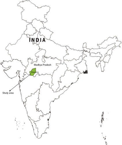 Fig. 1 Map of India showing the study area.