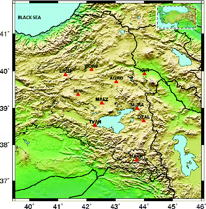 Figure 4. CORS-TR stations affected by the Van earthquake.