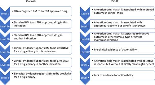 Figure 2 OncoKb and ESCAT classifications of molecular alterations.