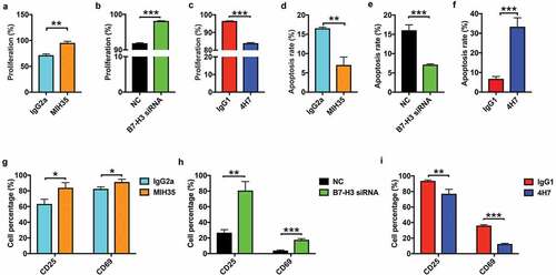 Figure 2. The effect of B7-H3 on the proliferation and apoptosis of Vδ2 T cells and activation marker expression on Vδ2 T cells