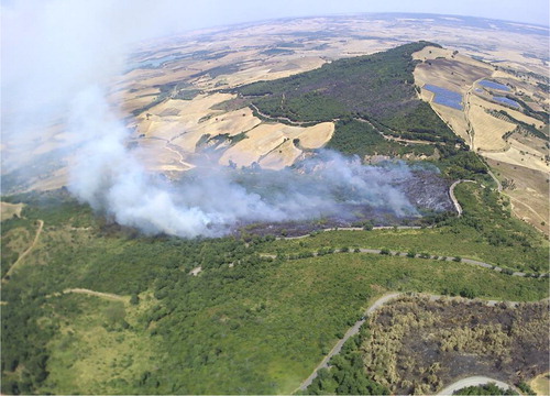 Figure 4. Miglionico fire aerial image. (source: Civil Protection Department - Basilicata Region).