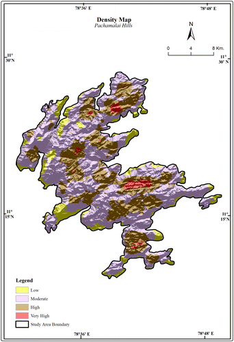 Figure 6. Lineament density. Source: Generated from Cartosat -1 Satellite’s DEM Data.