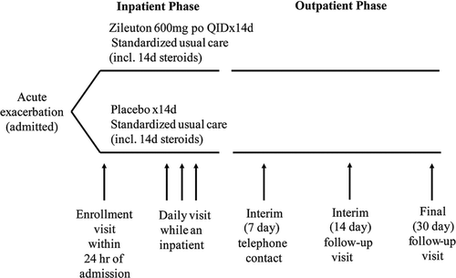 Figure 1  Study schematic. If patients remained hospitalized, they were visited as inpatients at the 7-, 14- and 30-day visits.