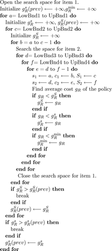 Fig. 3 Enumerative algorithm (ENUM) to find can-order policy variables.