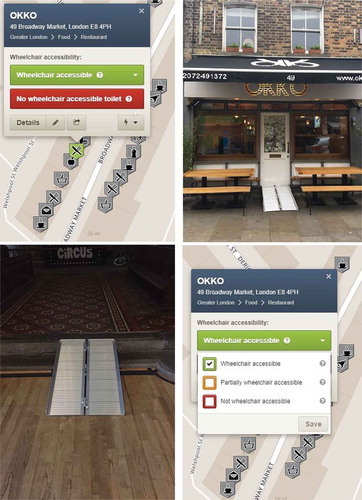 Figure 6. Illustrations of portable ramp mapped on Wheelmap.