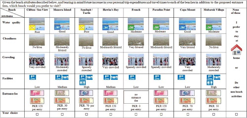 Figure 2. Choice card example (version SP2 including entrance fee).