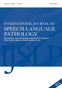 Cover image for International Journal of Speech-Language Pathology, Volume 14, Issue 2, 1986