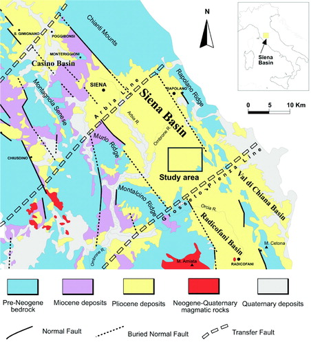 Figure 1. Simplified geological map of southern Tuscany (modified from CitationMartini et al., 2011).