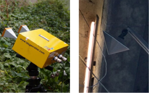 Figure 16. Radar measurement equipment. Left: radar, and right: the reflector (target).