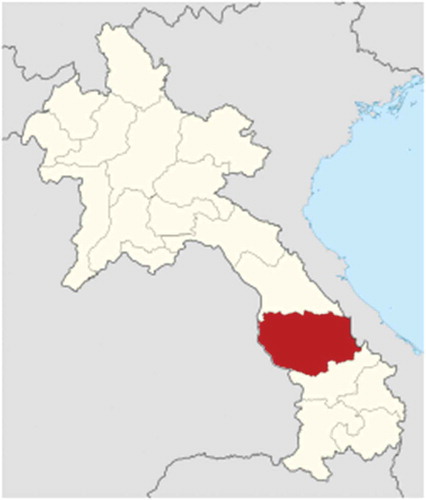 Figure 2. Savannakhet province (in red) in Lao PDR. Source: Wikipedia.