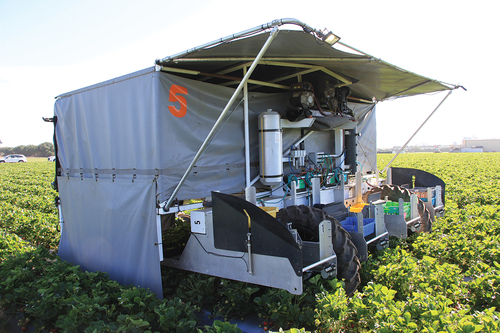 Figure 12. Advanced Farm’s robotic harvester doing field-scale harvesting.