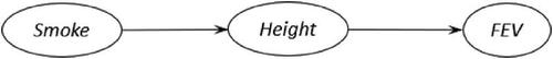 Fig. 16 The causal relationship between Smoke and FEV through Height in Example 5.