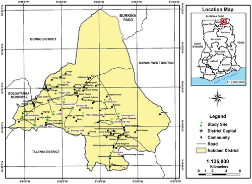 Figure 1. The map of the study area and the focused basic schools.