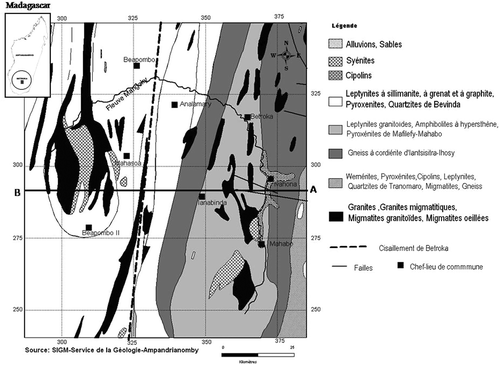 Fig. 1 Carte géologique de la zone d’étude.