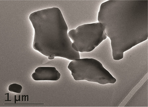 Figure S3 Irregular andrographolide crystals in water: transmission electron microscopy.