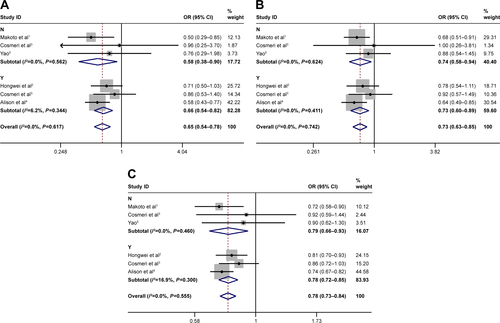 Figure S4 Subgroup analysis of sample size for NR5A2 rs3790844 T>C polymorphism and pancreatic cancer risk.