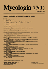 Cover image for Mycologia, Volume 77, Issue 1, 1985