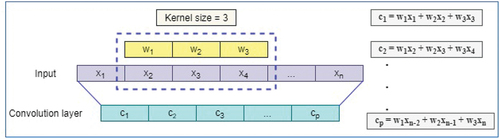Figure 6. Convolution layer operation (1D) (Kuo and Huang Citation2018).