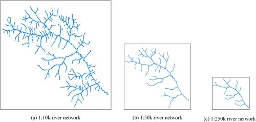 Figure 11. Multi-scale river network generalisation for drainage pattern recognition.