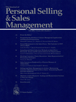 Cover image for Journal of Personal Selling & Sales Management, Volume 14, Issue 4, 1994