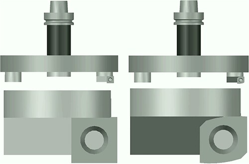 Figure 8. Test setup for face milling: Left straight cutting edge, right crowned cutting edge.