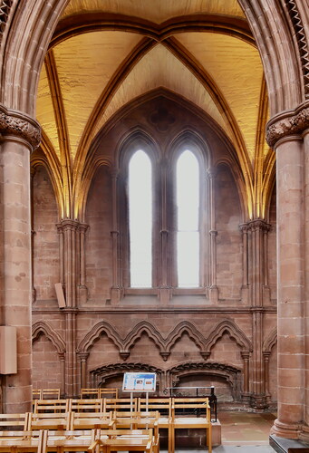 Fig. 31. Carlisle Cathedral: the north aisle wall, showing ‘hook’ arches like those at Fountains Abbey, shown in Fig. 24S. Harrison