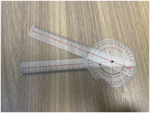 Figure 7. The joint protractor for measuring joint range of motion.