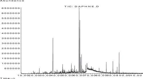 Figure 2. The total ion chromatogram of Daphne oleoides subsp. oleoides essential oil.