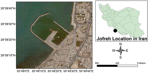 Figure 7. Location of the Jofreh port near Bandar Bushehr, Persian Gulf, Iran (Google maps).