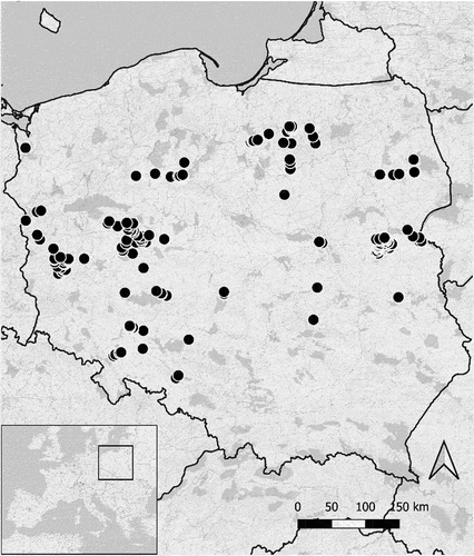 Figure 1. Locations of observed water resources in Poland. Note that some points overlap due to the map resolution.