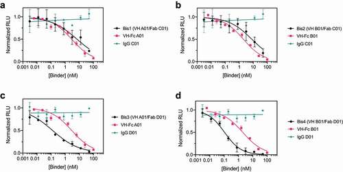Figure 3. Bispecific VH/Fab IgGs are more potent in neutralizing SARS-CoV-2 pseudovirus than the mono-specific counterparts