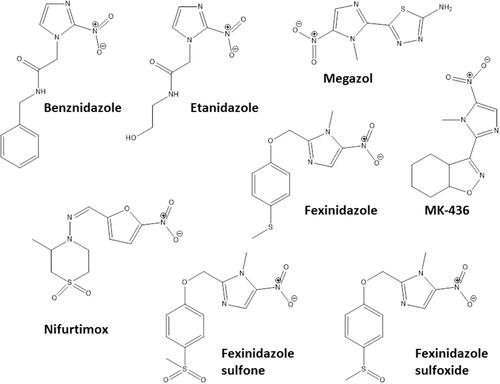 Figure 1 Chemical structures of the most promising nitro-heterocyclic compounds that induce cure with parasite elimination in mice.