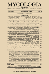 Cover image for Mycologia, Volume 72, Issue 4, 1980