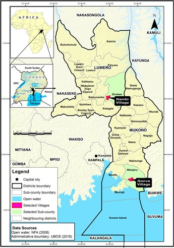 Figure 2. Map showing the study areas.