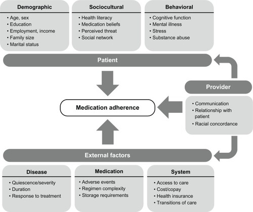 Figure 2 Selected determinants of medication adherence.