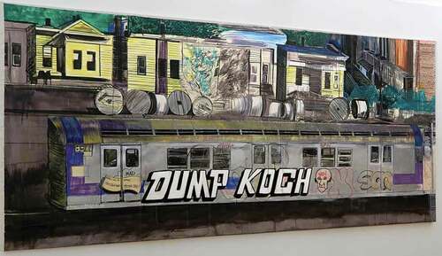 Figure 5. Dump Koch image from New York. Image is a painting by James Jessop based on the original graffiti by SPIN TFS and reproduced with James Jessop’s permission.