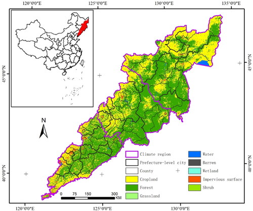 Figure 1. Study area and distribution of land use/land cover types in 2019.