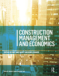 Cover image for Construction Management and Economics, Volume 36, Issue 9, 2018
