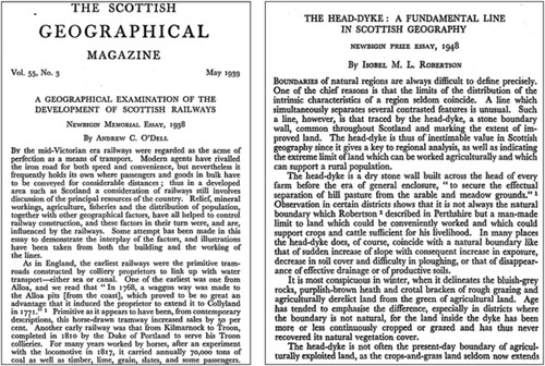 Figure 2. Front pages of Newbigin Prize Essays (O’Dell, Citation1939; Robertson, Citation1949).